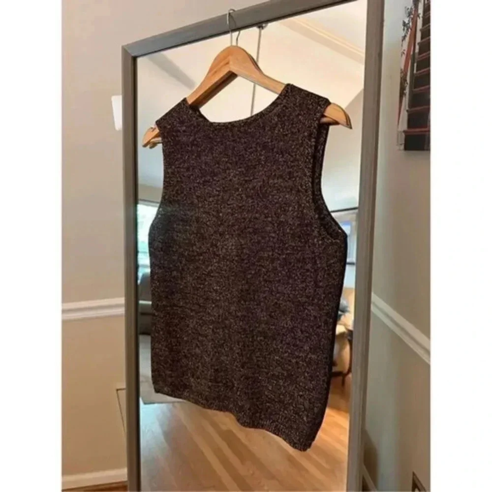 Josephine Chaus Metallic Sleeveless Sweater Medium Gold Brown